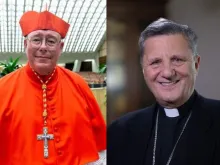 Cardinal Jean-Claude Hollerich, archbishop of Luxembourg, (left) and Cardinal Mario Grech, secretary general of the Synod of Bishops