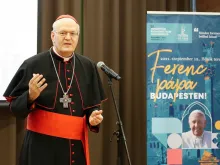 Cardinal Péter Erdő at a press conference for the International Eucharistic Congress in Budapest, June 14, 2021.