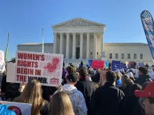 Thousands of pro-life advocates gathered outside the U.S. Supreme Court in Washington, D.C., on Dec. 1, 2021, in conjunction with oral arguments in the Dobbs v. Jackson Women's Health Organization abortion case.