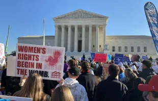 Thousands of pro-life advocates gathered outside the U.S. Supreme Court in Washington, D.C., on Dec. 1, 2021, in conjunction with oral arguments in the Dobbs v. Jackson Women's Health Organization abortion case. Katie Yoder/CNA