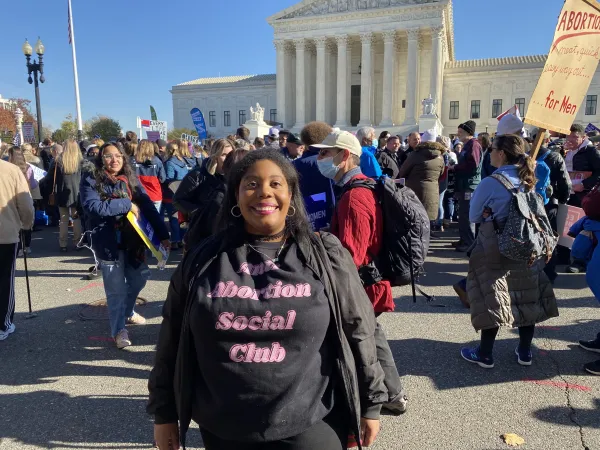 Mallory Finch from Charlotte, North Carolina, was among the pro-life demonstrators outside the U.S. Supreme Court on Dec. 1, 2021. Katie Yoder/CNA