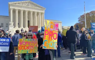 Abortion supporters rally outside the Supreme court on Dec. 1, 2021, in conjunction with oral arguments in Dobbs v. Jackson Women's Health Organization. Katie Yoder/CNA