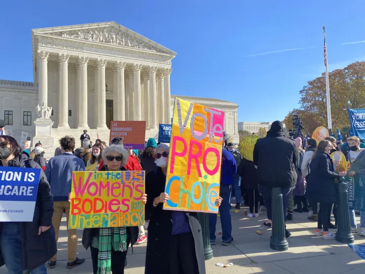 Abortion supporters rally outside the Supreme court on Dec. 1, 2021, in conjunction with oral arguments in Dobbs v. Jackson Women's Health Organization.
