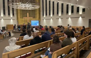 Panelists speak at an Oct. 23, 2023, Catholic-organized anti-death penalty event at Xavier University’s Bellarmine Chapel in Cincinnati. Credit: Catholic Mobilizing Network
