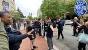 Supporters of abortion rights confront PAAU activists outside of Washington Surgi-Clinic in Washington, D.C., May 4, 2022.