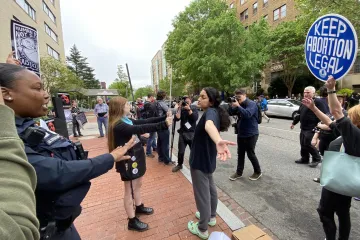 Supporters of abortion rights confront PAAU activists outside of Washington Surgi-Clinic in Washington, D.C., May 4, 2022.