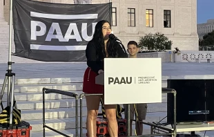 Terrisa Bukovinac speaks at a rally launching the The Progressive Anti-Abortion Uprising in Washington, D.C., Oct. 1, 2021. Christine Rousselle/CNA