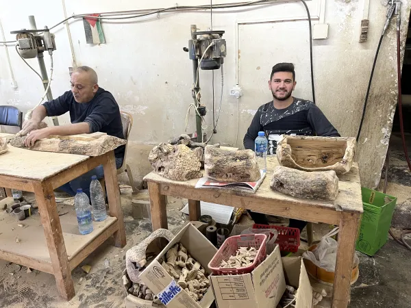 Inside the Zakharia Brothers' workshop in Bethlehem. Courtney Mares / CNA