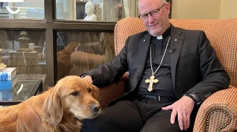 Bishop James Conley of the Diocese of Lincoln credits the support of friends, family, medical professionals, and his golden retriever, Stella, with his recovery from mental illness.
