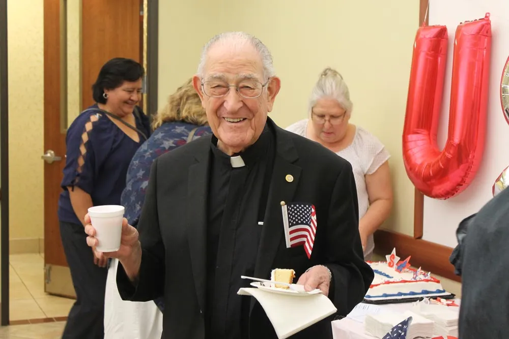 Fr. Luis Urriza, O.S.A., at a celebration of his gaining American citizenship in August 2019. Courtesy of the Diocese of Beaumont.