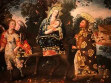 The exhibition on "Spain and the Hispanic World" features an opulent vision of the Flight into Egypt by an unknown 18th-century Peruvian artist. The work is from the Hispanic Society of America.