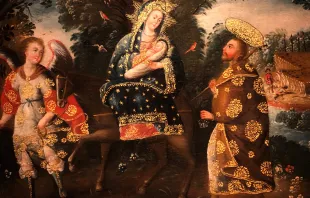 The exhibition on "Spain and the Hispanic World" features an opulent vision of the Flight into Egypt by an unknown 18th-century Peruvian artist. The work is from the Hispanic Society of America. Photo by Lucien de Guise
