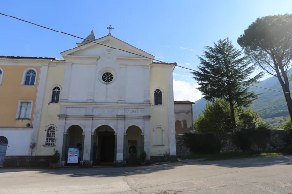 The front of the Passionist abbey and church in Ceccano, Italy, where Blessed Grimoaldo Santamaria was studying to become a priest at the time of his sudden death in 1902 at the age of 19. Blessed Grimoaldo has been buried in the church since 1962. Credit: Hannah Brockhaus/CNA