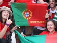 Portuguese pilgrims at WYD 2019, excited that their home country is set to host the next World Youth Day.