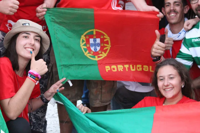 Portuguese pilgrims at WYD 2019, excited that their home country is set to host the next World Youth Day.