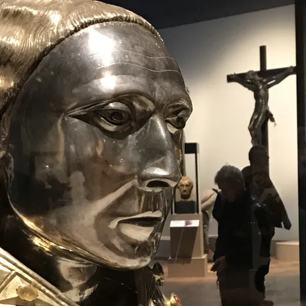 Among the works of art featured at the exhibition on Donatello is something rarely seen at any art exhibition — a silver reliquary of St. Donatus by Brugnone from the Museo Cristiano, Cividale del Friuli. Photo by Lucien de Guise