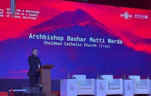 Archbishop Bashar Warda speaking at the R20 Summit in Indonesia, Nov. 2, 2022 Courtesy of Bishop Warda