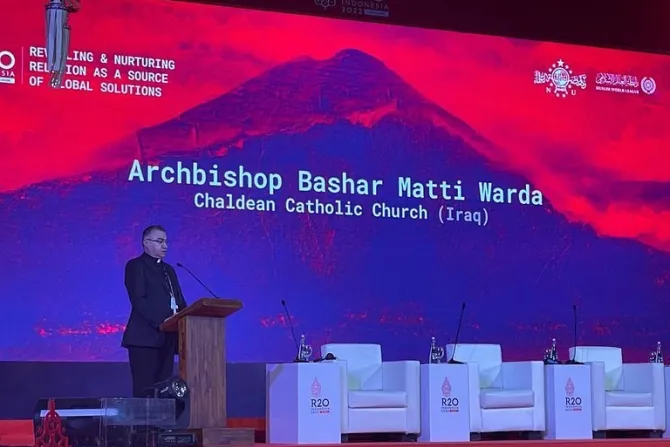 Archbishop Bashar Warda speaking at the R20