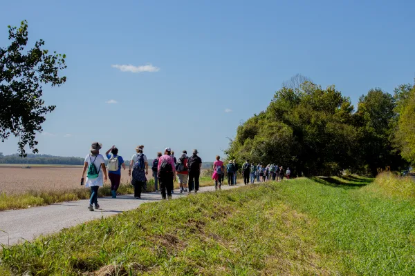 Catholic pilgrims on the Katy Trail Pilgrimage walk the route on Oct. 9, 2023. Credit: Jonah McKeown/CNA