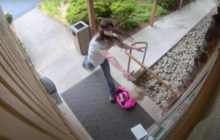 Maeve Nota vandalized St. Louise Catholic Church in Bellevue, Washington, in June 2022. YouTube/CNA