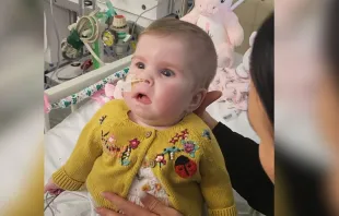 Indi Gregory, born in February and baptized in September, suffers from a rare degenerative mitochondrial disease and has been receiving life-sustaining treatment on a ventilator at the Queen’s Medical Centre in Nottingham, England. Credit: Christian Concern