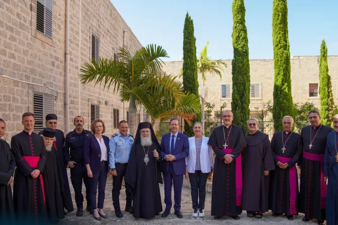 Israeli President Isaac Herzog visits the Stella Maris Monastery in Haifa