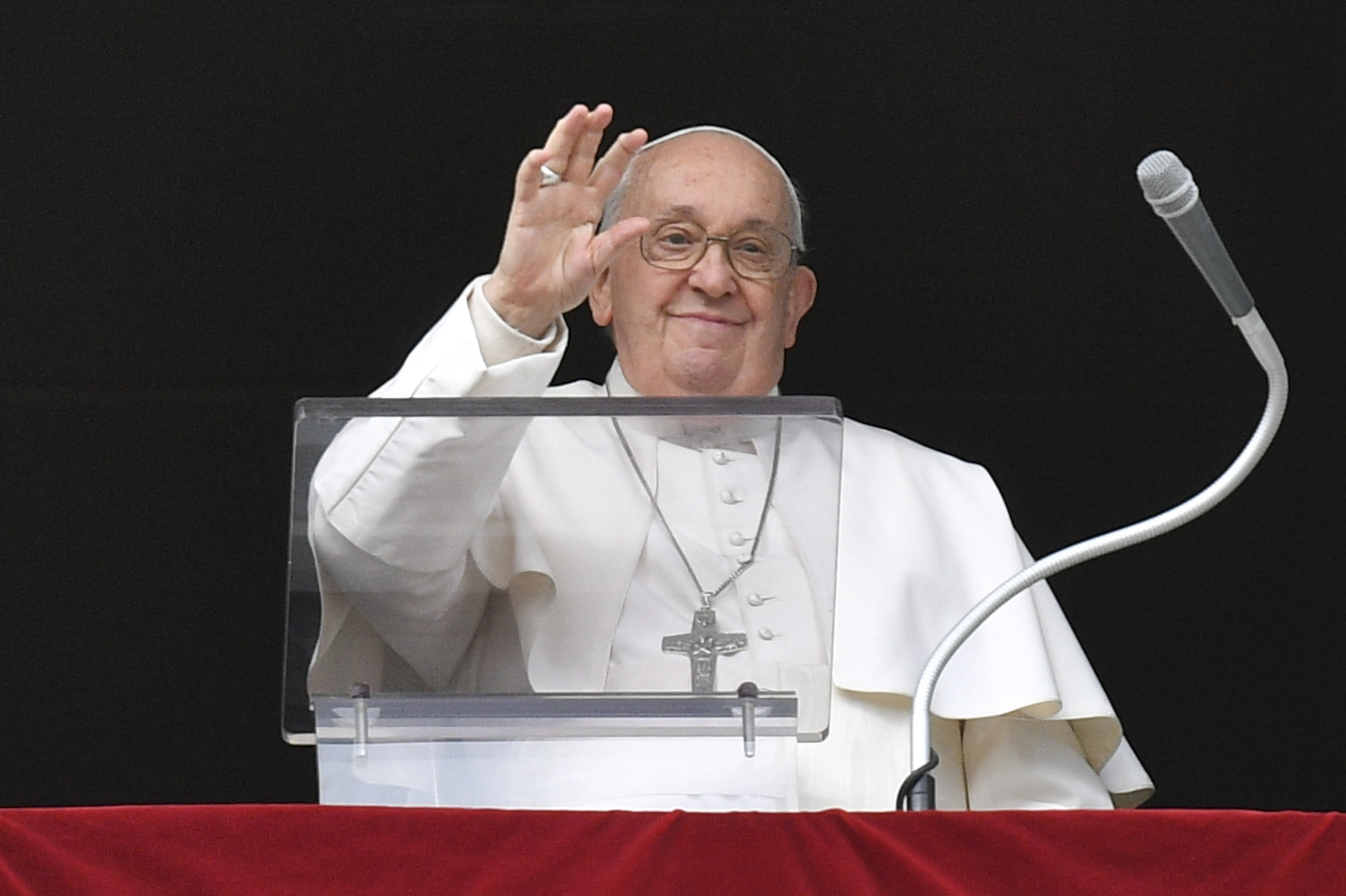 Pope Francis smiles at pilgrims gathered in St. Peter’s Square on Jan. 1, 2024, for his first Angelus of the new year.?w=200&h=150