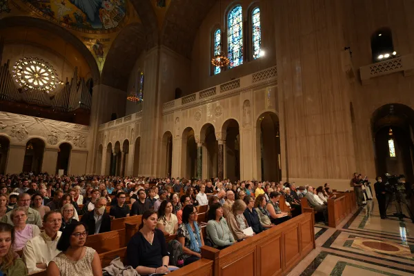 A few thousand Catholics joined Dominican priests and sisters on Saturday, Sept. 30, 2023, for a daylong event at the Basilica of the National Shrine of the Immaculate Conception in Washington, D.C., focused on praying and reflecting on the rosary to conclude a nine-month rosary novena. Credit: George Goss