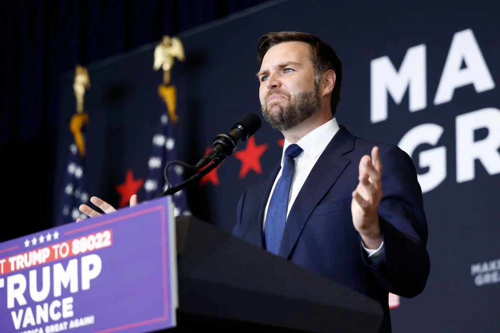 Republican vice presidential candidate Sen. J.D. Vance, R-Ohio, speaks during a fundraising event at Discovery World on July 17, 2024, in Milwaukee.?w=200&h=150