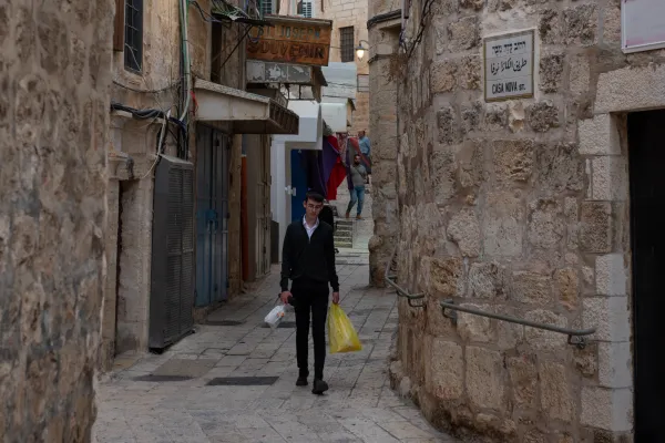 Casanova Street in the Christian Quarter, Jerusalem, after Hamas' attack on Israel, Oct. 9, 2023. Credit: Marinella Bandini