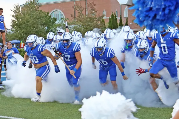 The Jesuit High School Tigers football team takes the field on Sept. 8, 2023. Credit: Jesuit High School