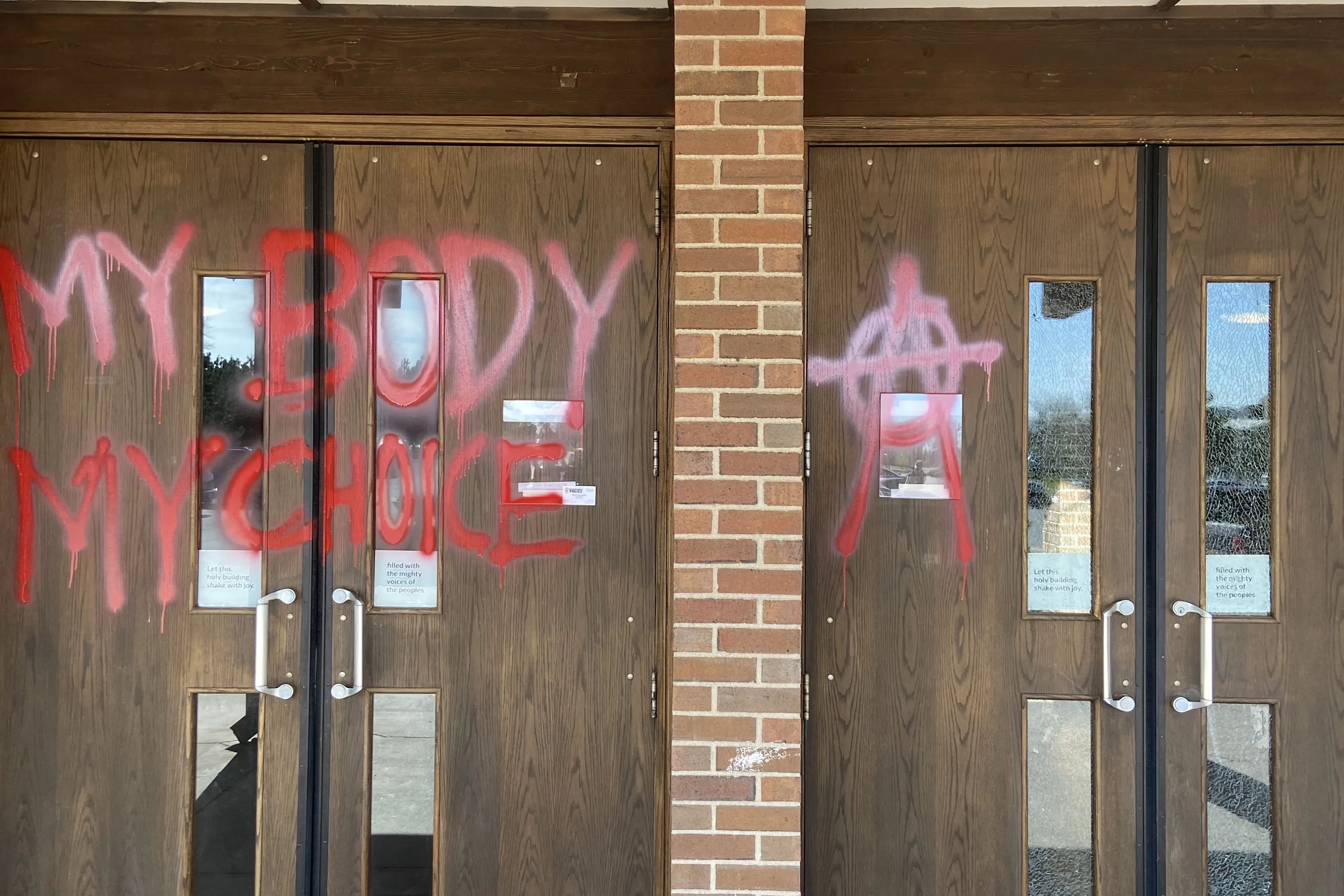 Vandalism at St. John XXIII parish in Fort Collins, Colo., May 7, 2022.?w=200&h=150
