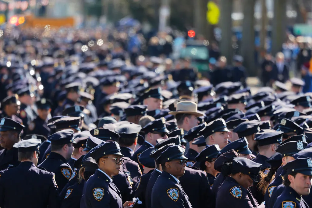 NYPD officers stand in line at the funeral of NYPD officer Jonathan Diller at St. Rose of Lima Catholic Church on March 30, 2024, in Massapequa, New York. Officer Diller was killed on March 25 when he was shot in Queens after approaching an illegally parked vehicle.?w=200&h=150