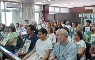 Supporters of Blessed Wenceslao Pedernera listen during the final hearing on Dec. 11, 2023, of the trial for his 1976 murder in La Rioja, Argentina. Credit: Diocese of La Rioja