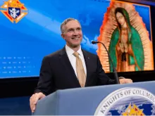 Supreme Knight Patrick Kelly delivers his first in-person annual report since assuming office in 2021 on Aug. 2, 2022, at the Knights of Columbus' annual convention held in Nashville, Tennessee.
