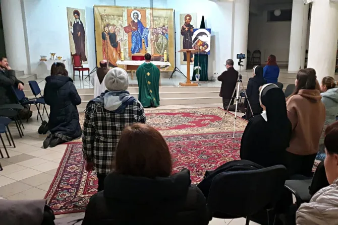 Ukrainian Catholics shelter in a church basement amid the full-scale Russian invasion of Ukraine