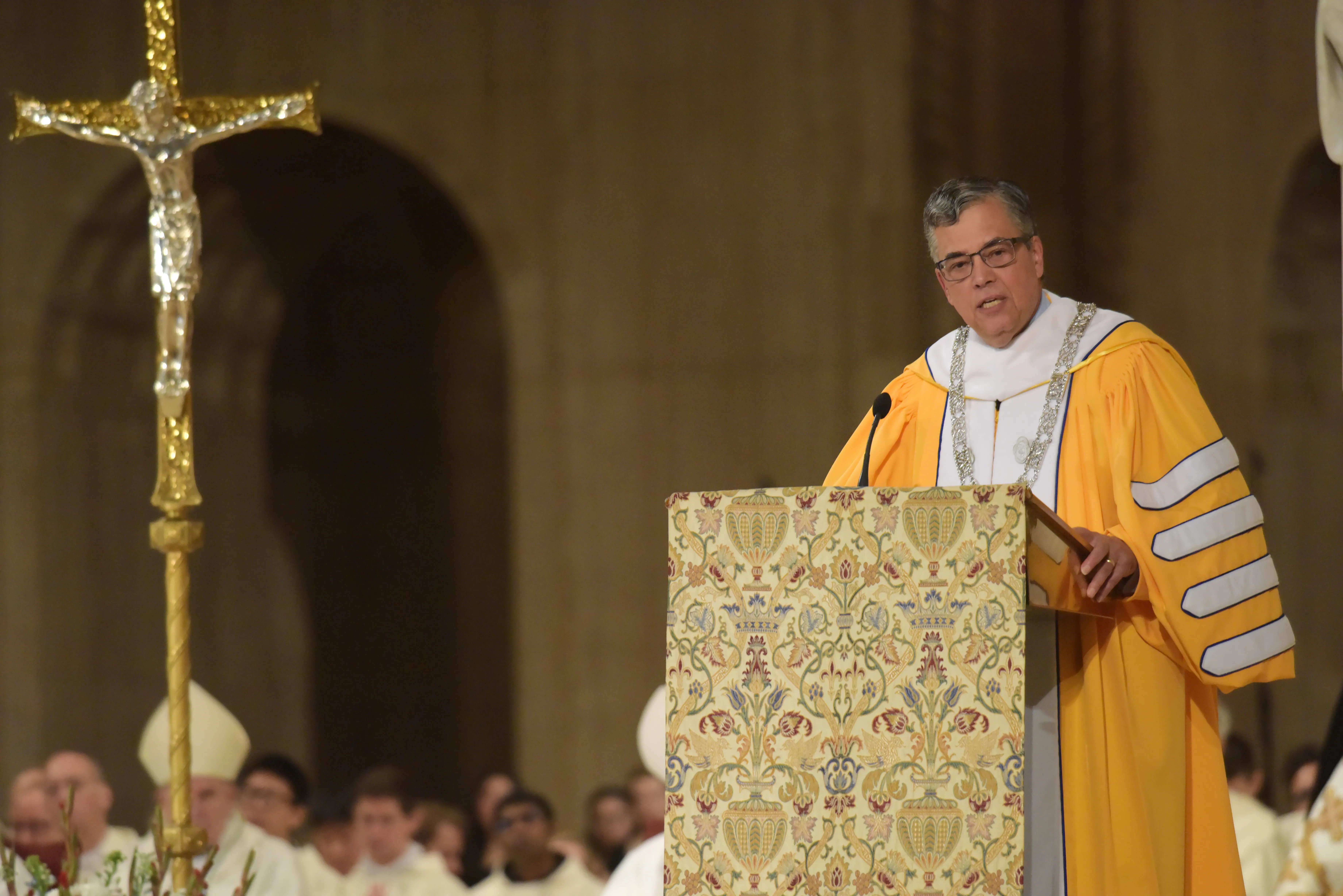 Peter Kilpatrick is formally installed as the 16th president of the Catholic University of America at the Basilica of the National Shrine of the Immaculate Conception in Washington, D.C., on Nov. 11, 2022.?w=200&h=150