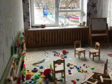 A kindergarten in Okhtyrka, a city in northeastern Ukraine that has seen intense fighting.