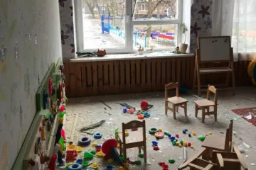 A kindergarten in Okhtyrka, a city in northeastern Ukraine that has seen intense fighting