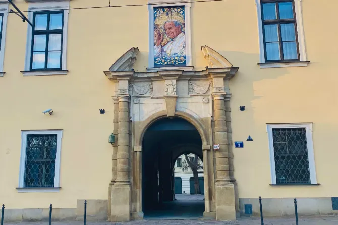 The entrance to the Bishop’s Palace in Kraków, southern Poland