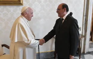 Pope Francis meets with Cesar Landa, Peru's foreign minister, at the Vatican, Oct. 17, 2022. Vatican Media