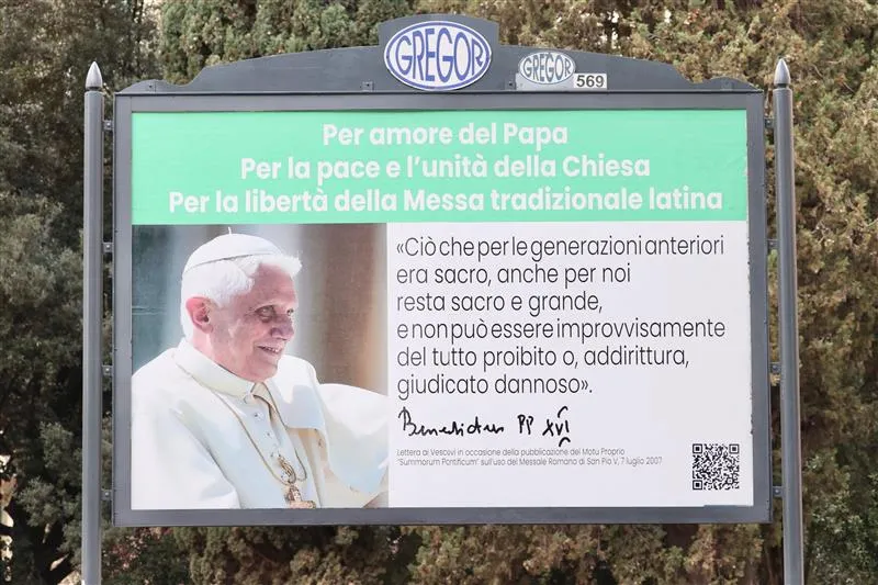 A group of Traditional Latin Mass supporters in Italy posted signs as part of a billboard campaign in a neighborhood near the Vatican on March 28, 2023.?w=200&h=150
