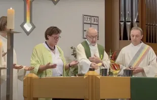 The Swiss bishops' call for adherence to Catholic "rules" followed an internet controversy over an August 2022 video of a laywoman who seemed to concelebrate Mass with priests. Katholisches Medienzentrum YouTube screenshot