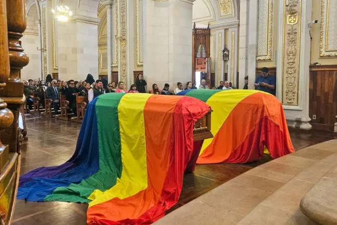 Coffins with the LGBT flag in Aguascalientes cathedral in Mexico.?w=200&h=150