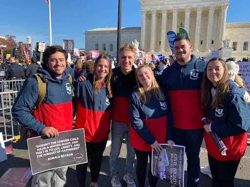 Hundreds of students from Liberty University in Lynchburg, Virginia, traveled to Washington, D.C. for a pro-life rally outside the U.S. Supreme Court on Dec. 1, 2021, in conjunction with oral arguments in the Dobbs v. Jackson Women's Health Organization abortion case. Katie Yoder/CNA