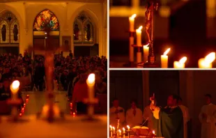 Every Tuesday evening at 10 p.m., between 800 and 900 students converge on the historic St. Joseph’s Chapel at Lille Catholic University for a candlelight Mass. Credit: Courtesy of Prudence Cuypers