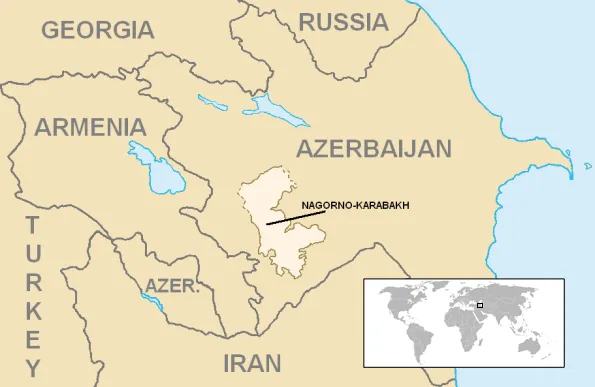The enclave of Nagorno-Karabakh in the South Caucasus. Wikmedia (CC0)
