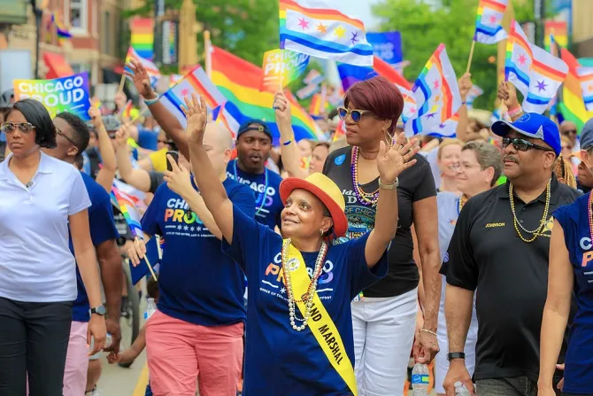 Chicago mayor Lori Lightfoot leads the city's Pride Parade as Grand Marshal, June 30, 2019.