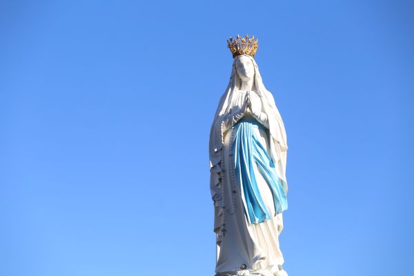 The statue of Our Lady of Lourdes at the Shrine of Our Lady of Lourdes in France. Credit: Courtney Mares/CNA