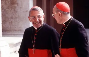 Cardinal Albino Luciani, Patriarch of Venice, visits with a fellow cardinal John Paul I Vatican Foundation